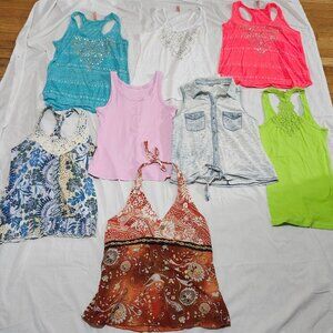 Various brands womans summer tops total 8  size junior Large